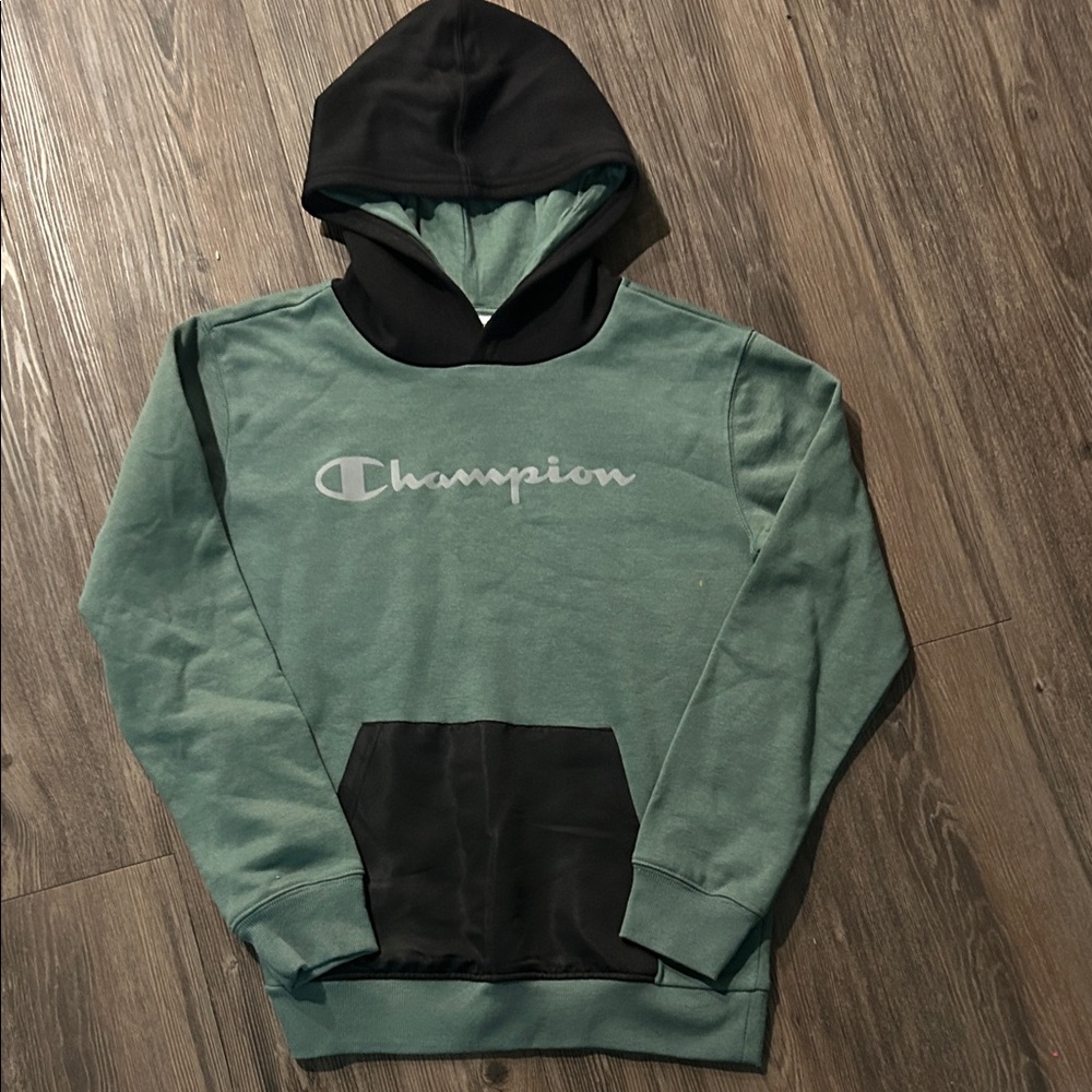 Champion Men's Green and Black Hoodie